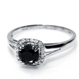 1.01 Cts. 14K White Gold Black Diamond Ring